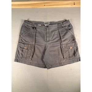 Columbia Sportswear Mens Gray Canvas Cargo Hiking Shorts Elastic Waist Size XL